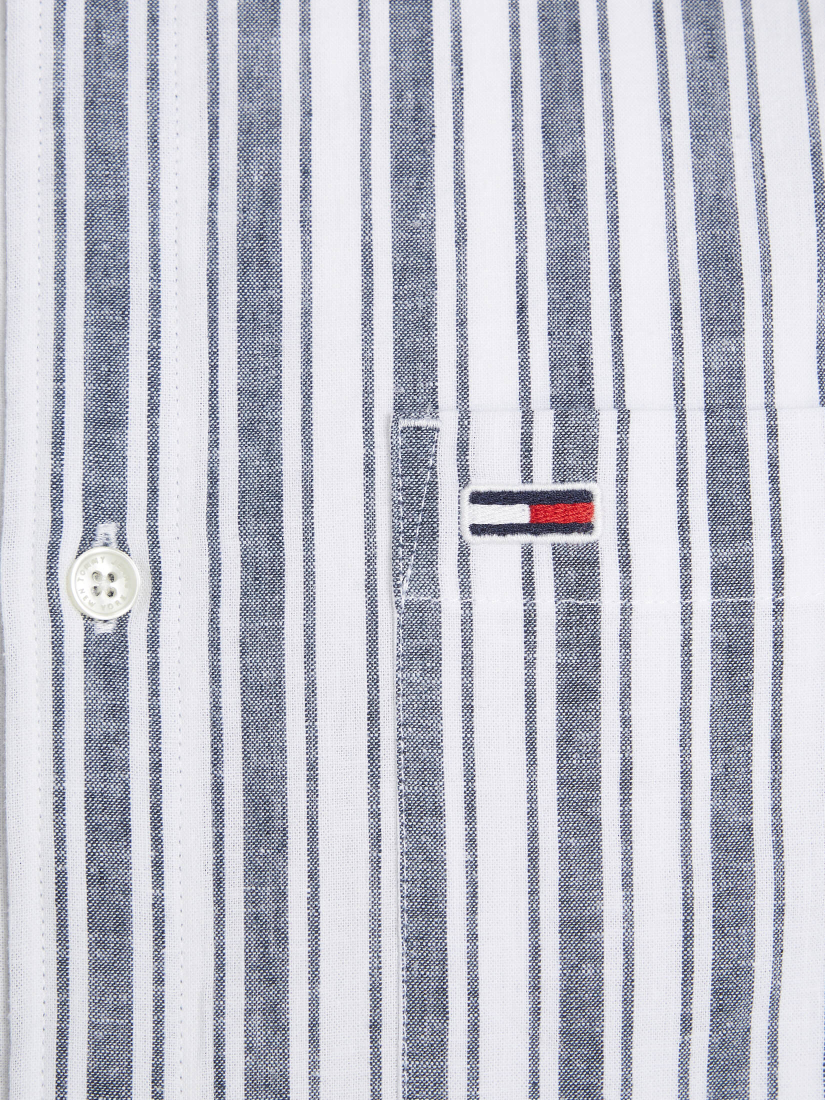 Tommy Jeans| Herren Hemd aus Baumwoll-Leinenmischung MAO STRIPE LINEN BLEND SHIRT