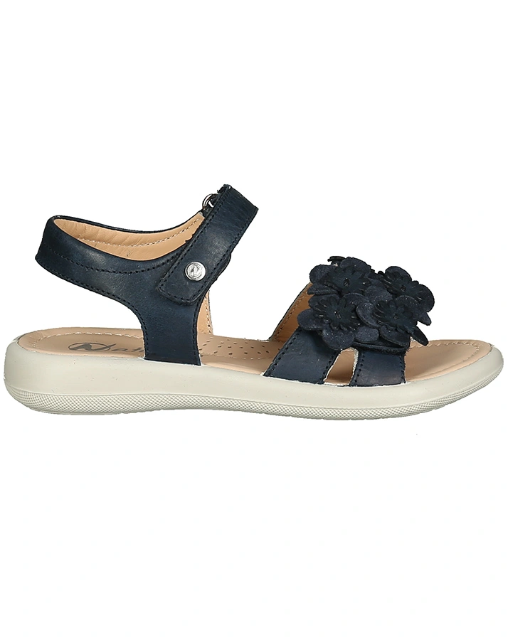 Leder-Sandalen CAPRI FLOWER in dunkelblau