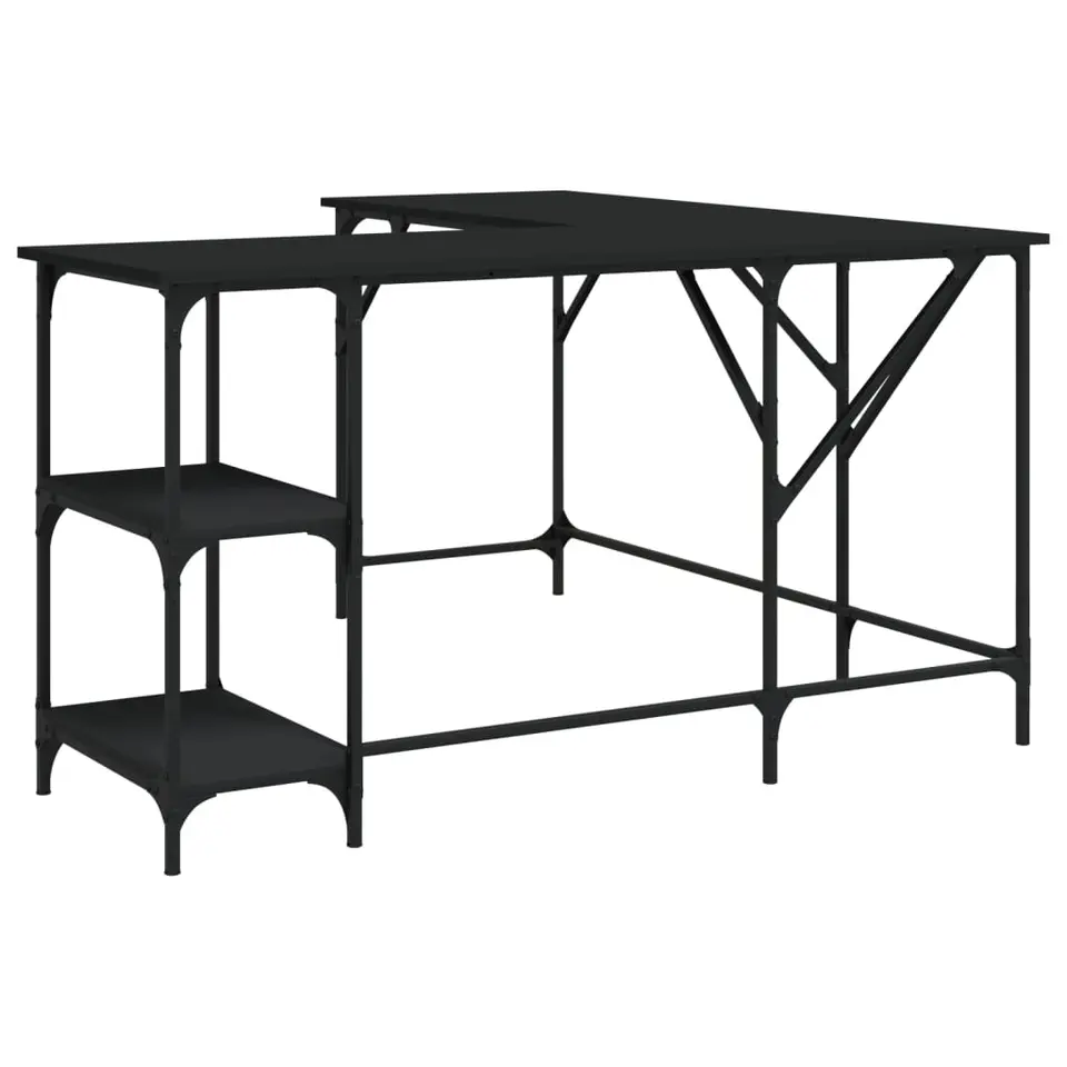 vidaXL - Bureau - Zwart - Bewerkt hout