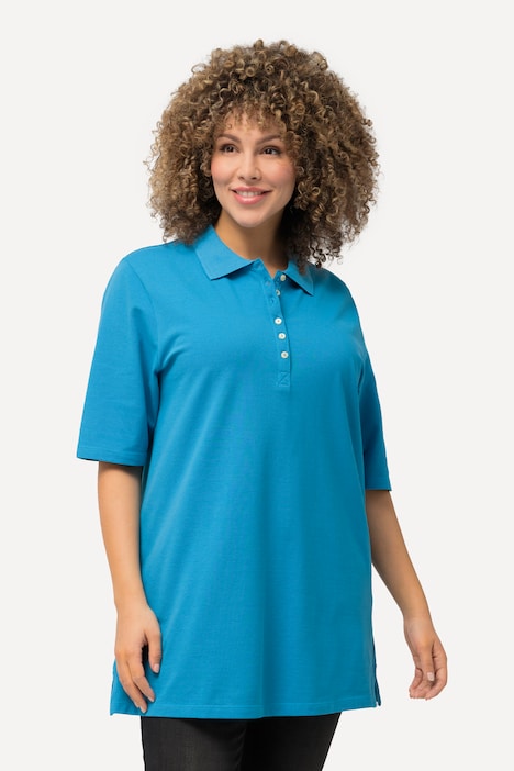 Poloshirt, Piqué, Polokragen, Samt-Knopfleiste, Halbarm