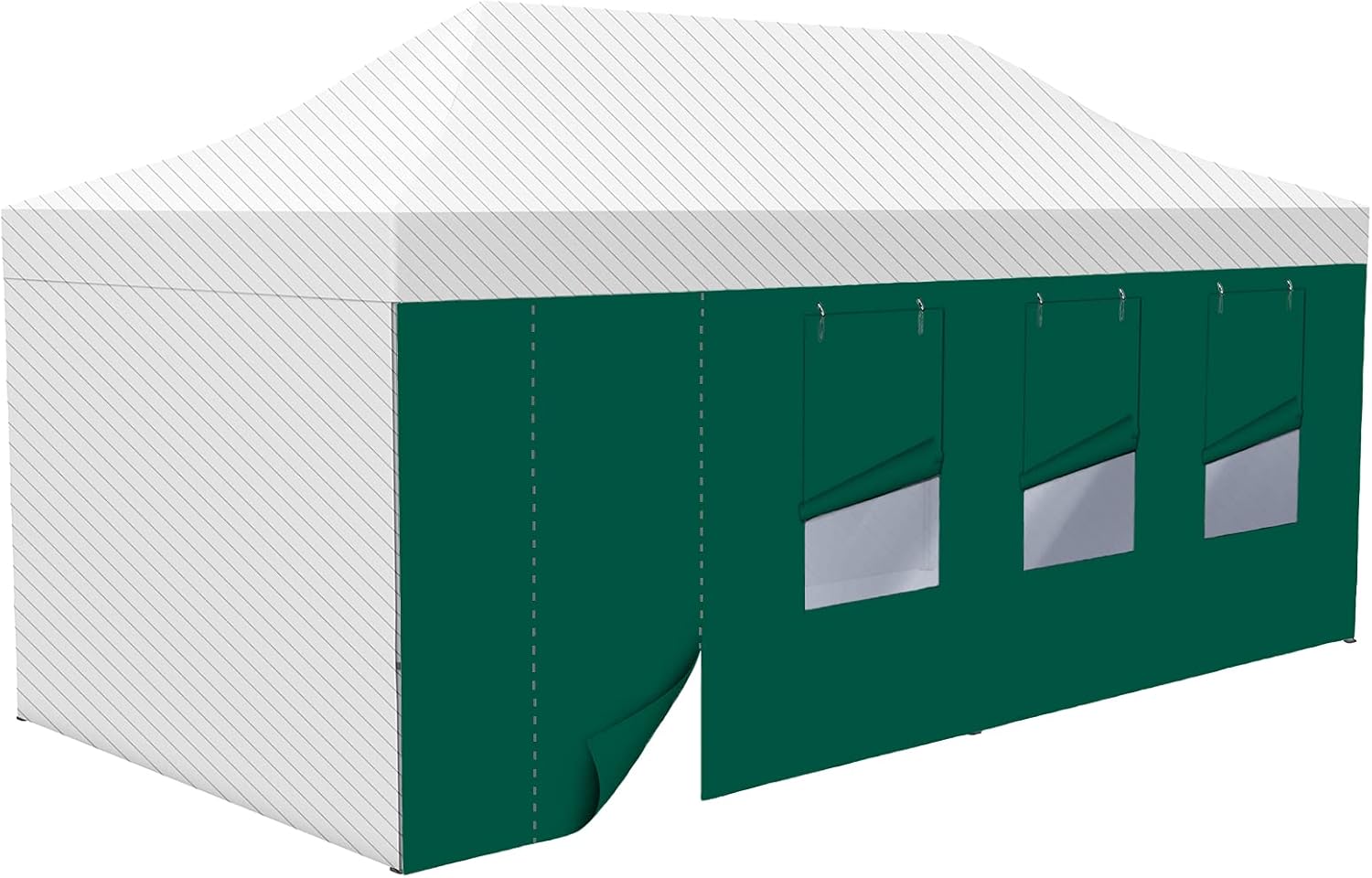 Vispronet Zeltwand mit Tür & Fenster für Faltzelt Basic, Select & Eco (3m x 6m, Grün)