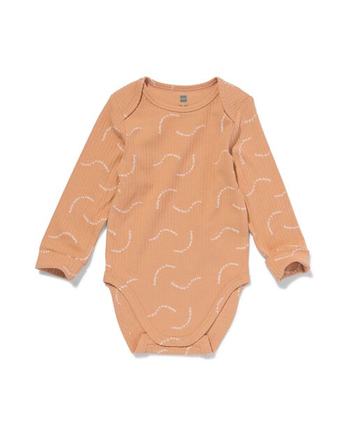 body évolutif bambou côtelé extensible avec texte marron