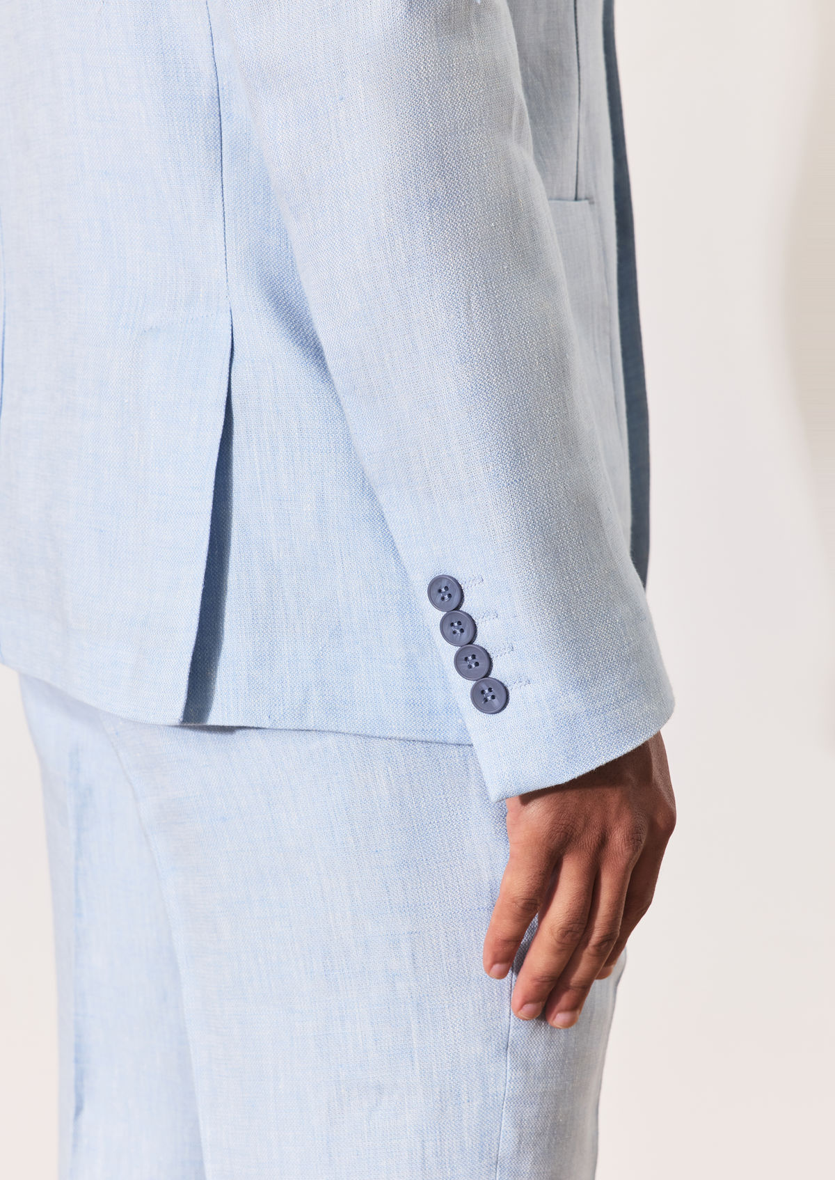 Veste coordonnable Regular en lin uni bleu ciel