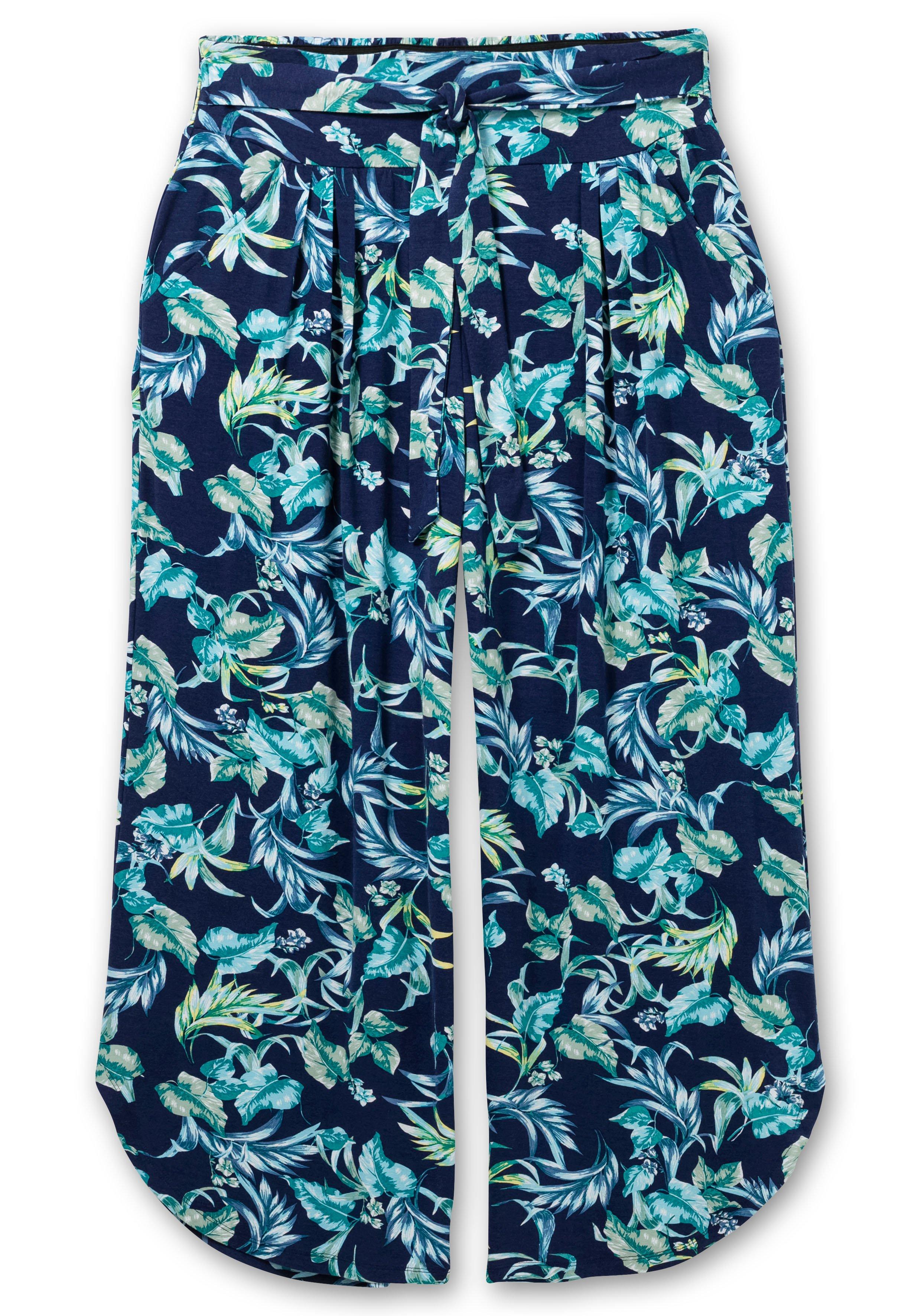 Weite Jerseyhose mit Blätterprint
