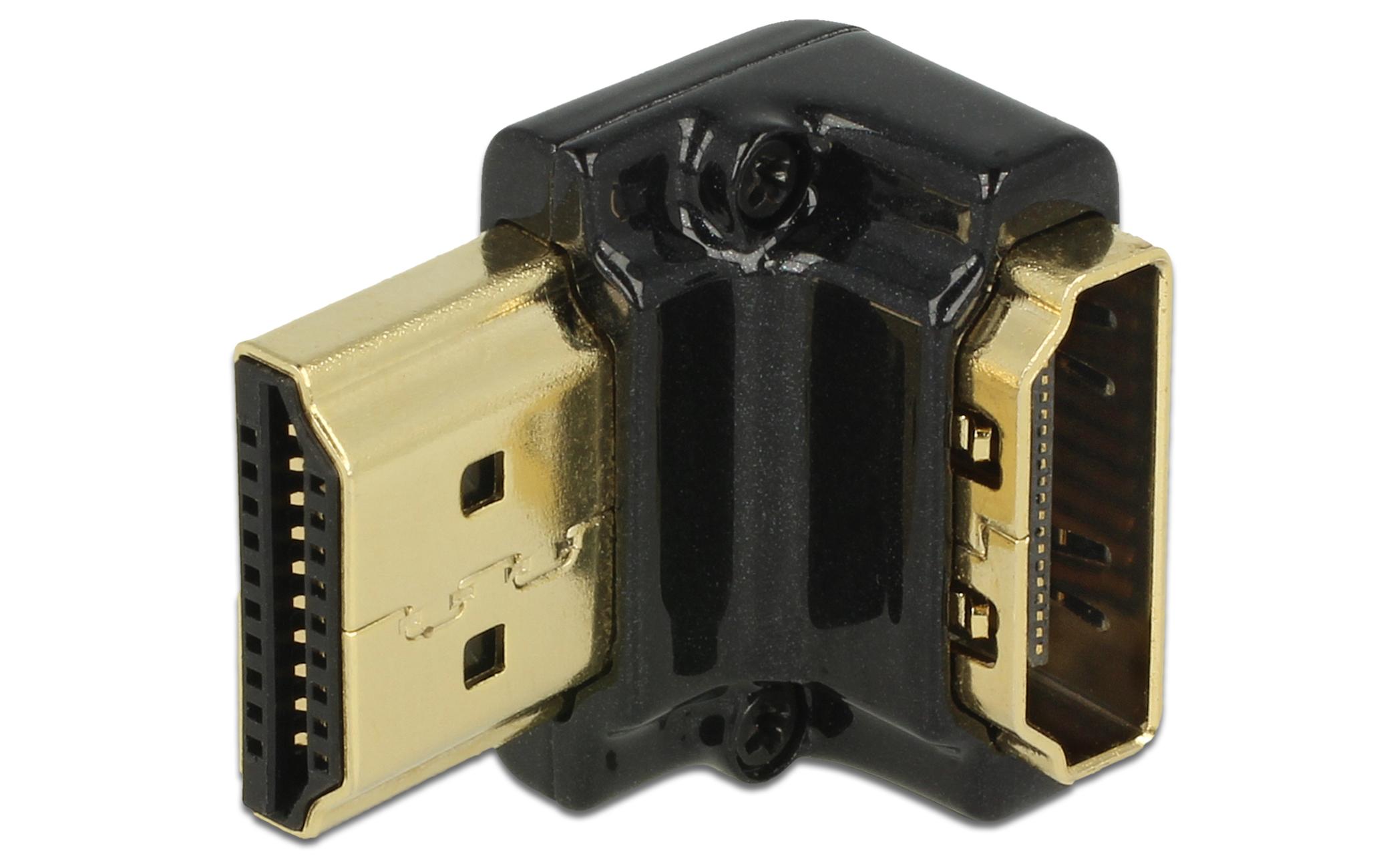 Adapter High Speed Ethernet 4K 90° HDMI - HDMIDelock Adapter High Speed HDMI mit Ethernet – HDMI-A Buchse > HDMI-A Stecker 4K 90° gewinkelt unten schwarz