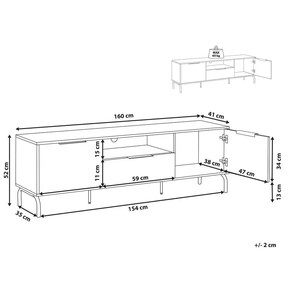 ARKLEY - TV-meubel - Zwart - Vezelplaat