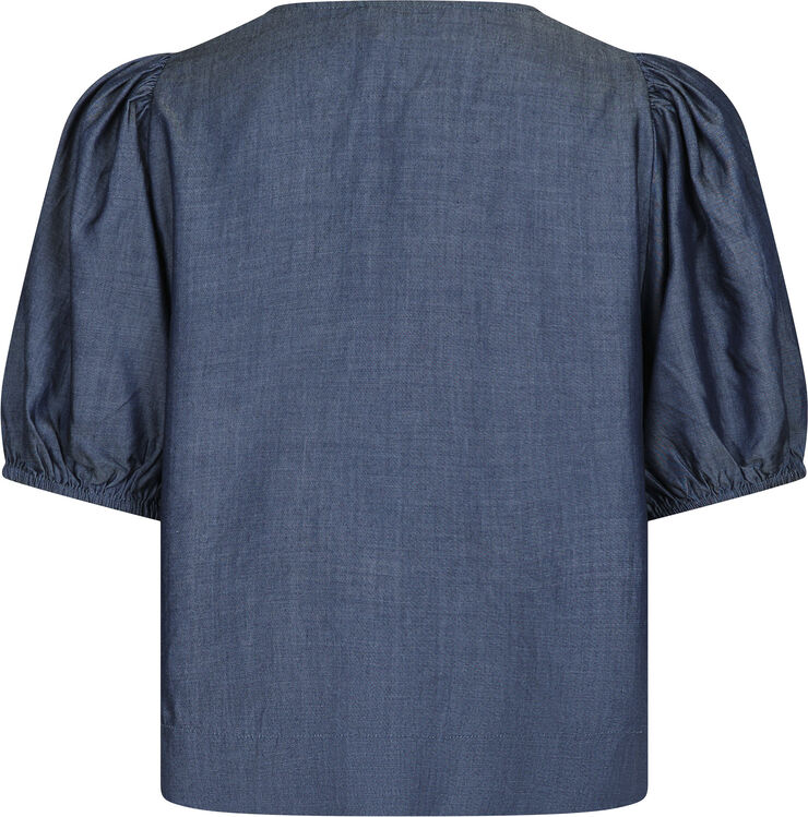 Neo Noir Bianca Chambray Blouse Dark navy