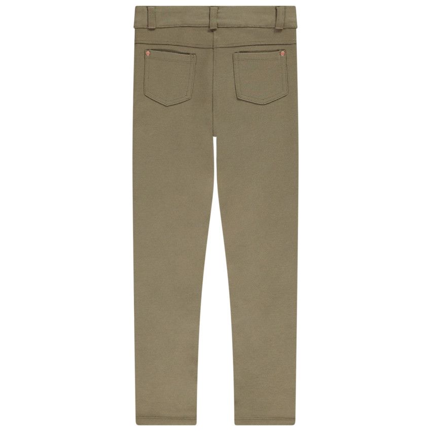 Pantalon uni en milano avec empiècements aux genoux pour fille - Vert
