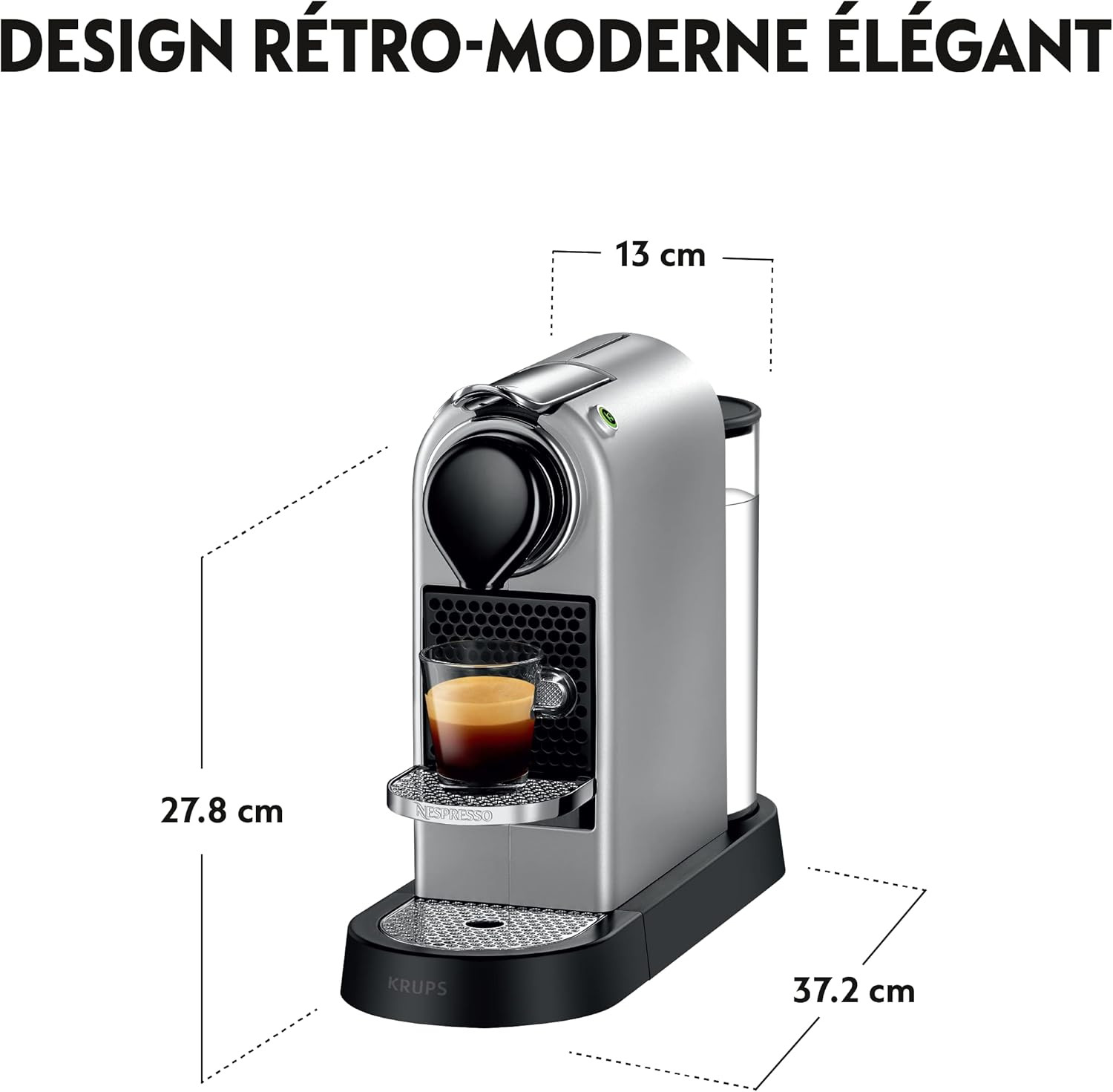 Nespresso Krups Machine à Café Citiz Argent Cafetière à Capsules YY4118FD