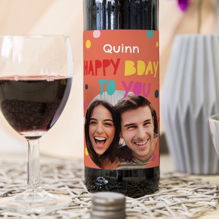 Duc de la Fôret | Merlot | Happy Bday met eigen foto en naam | 750 ml