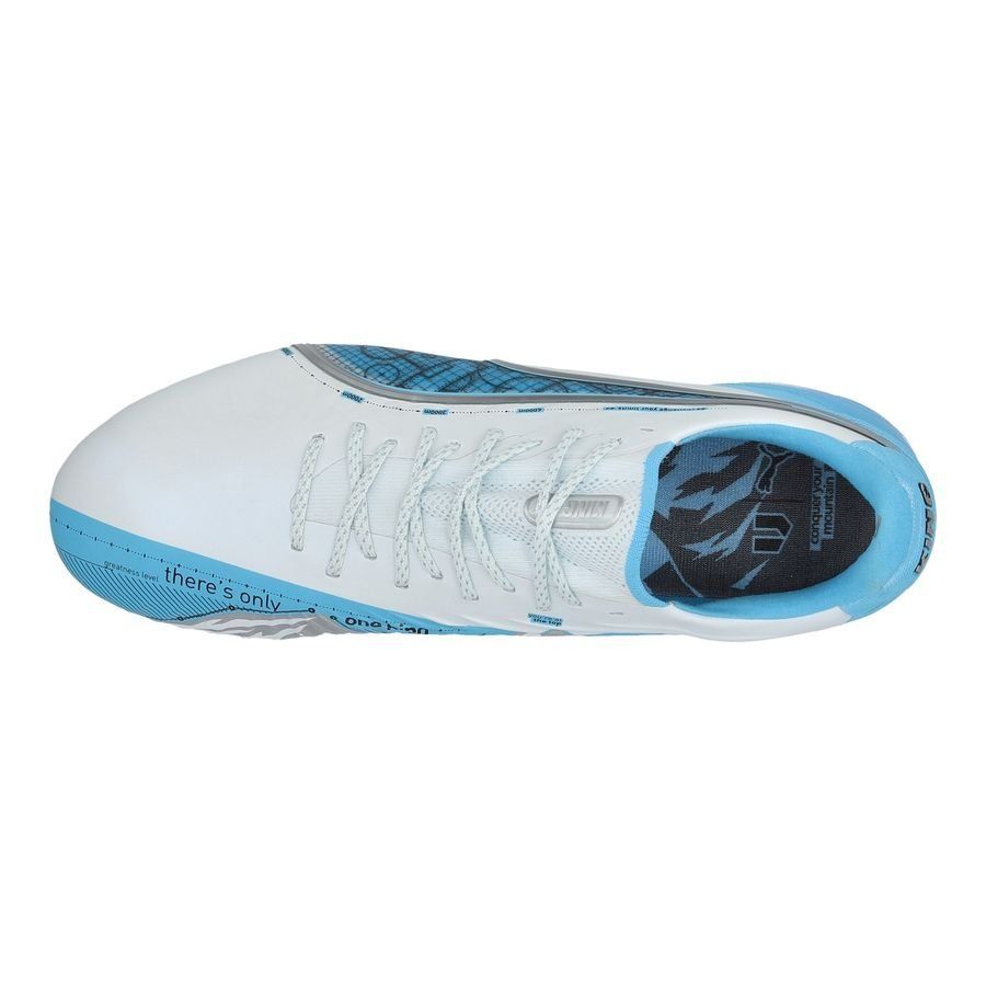PUMA X Unisport King Ultimate FG/AG Conquer your Mountain - Blanc/Bleu/Argenté ÉDITION LIMITÉE