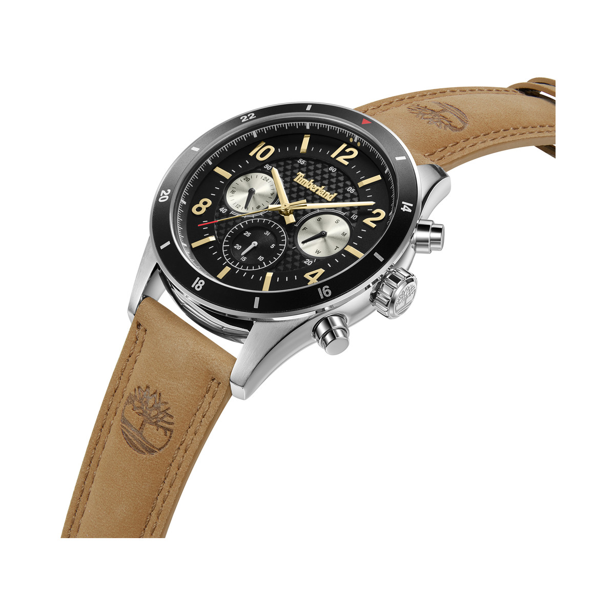 Timberland homme acier bracelet cuir caramel
