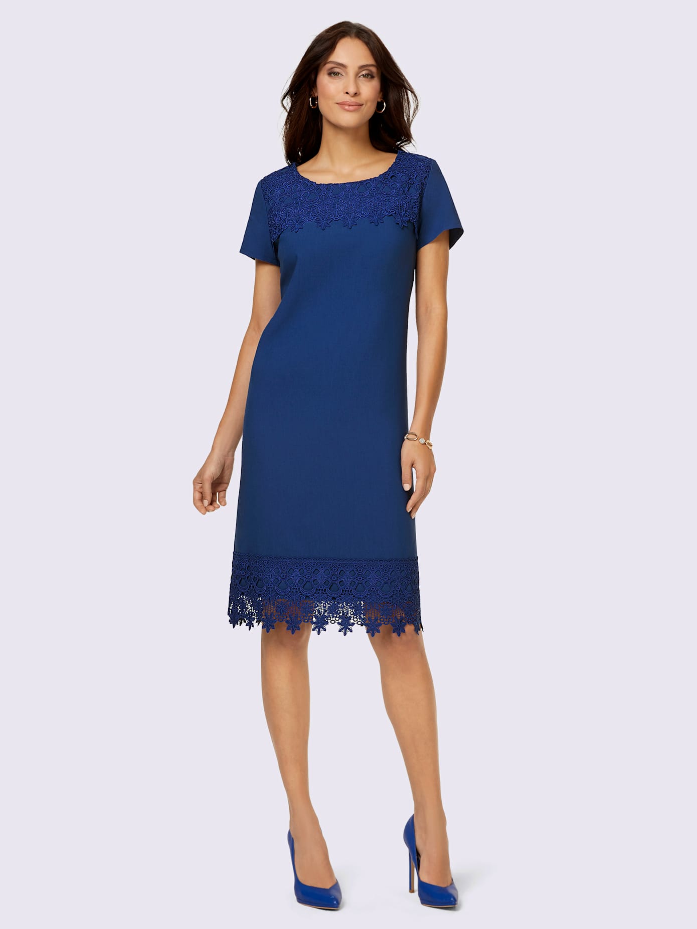 Robe évasée mélange de matières facile d'entretien