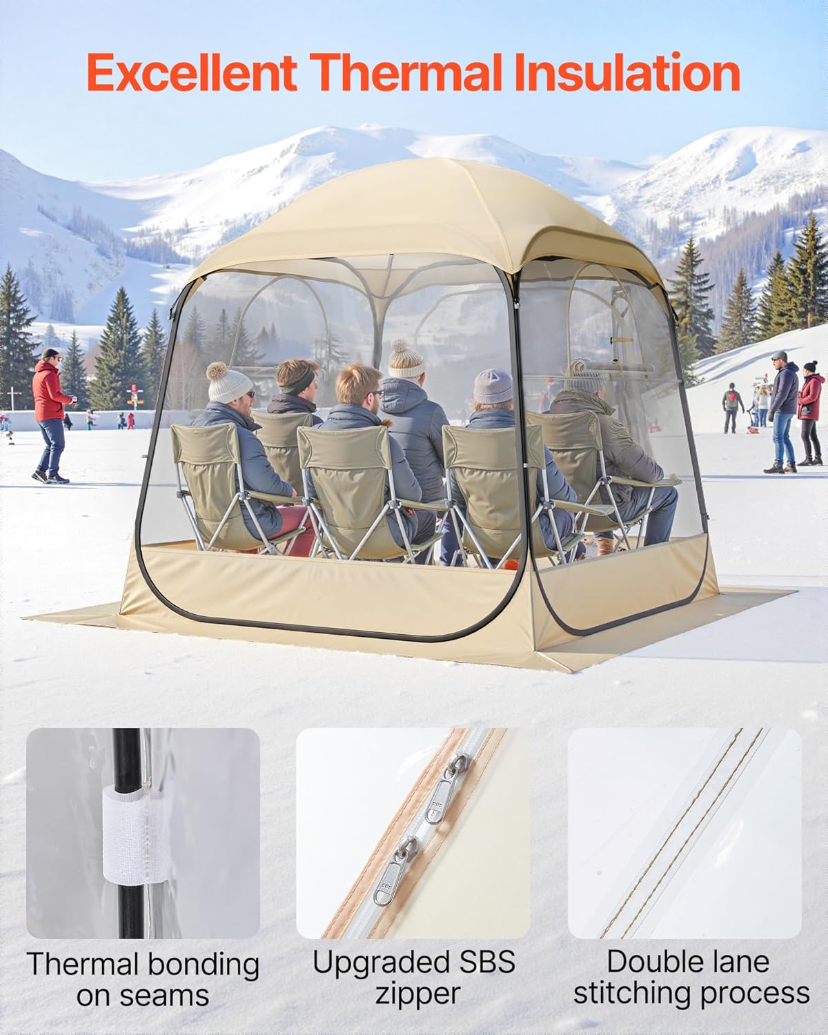 VEVOR Pop-Up-Sportzelt, 4 Größen optional, klares Blasenzelt für 1-6 Personen, wasserdichtes Outdoor-Pod mit Bodenmatte und oberer Abdeckung, Garten-Iglu-Kuppelzelte, Camping-Unterstand für