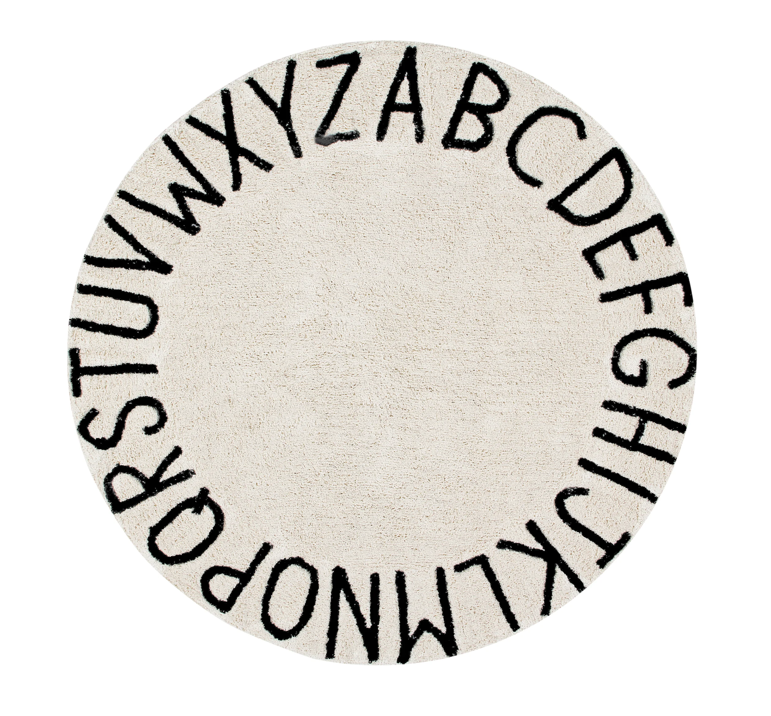 ABC - Tapis rond lavable en coton | Beige