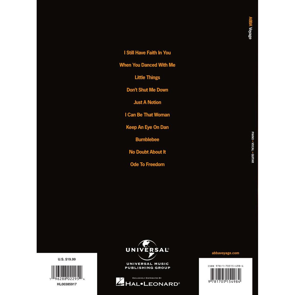 Hal Leonard Abba Voyage voor piano, zang en gitaar