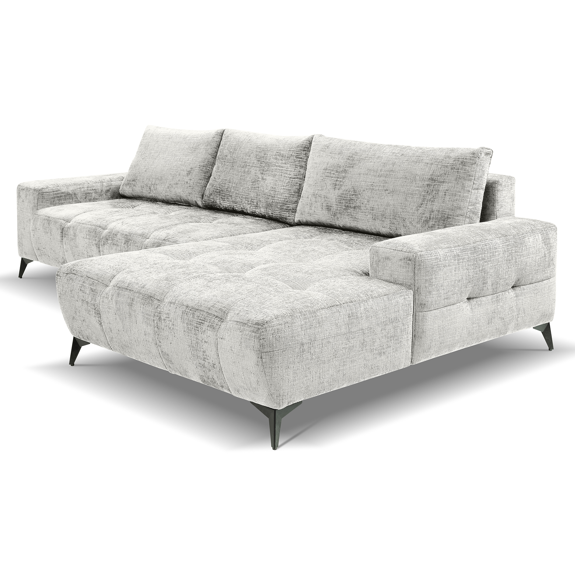 Ecksofa - pearl - Liegefunktion - Staukasten - Longchair rechts
