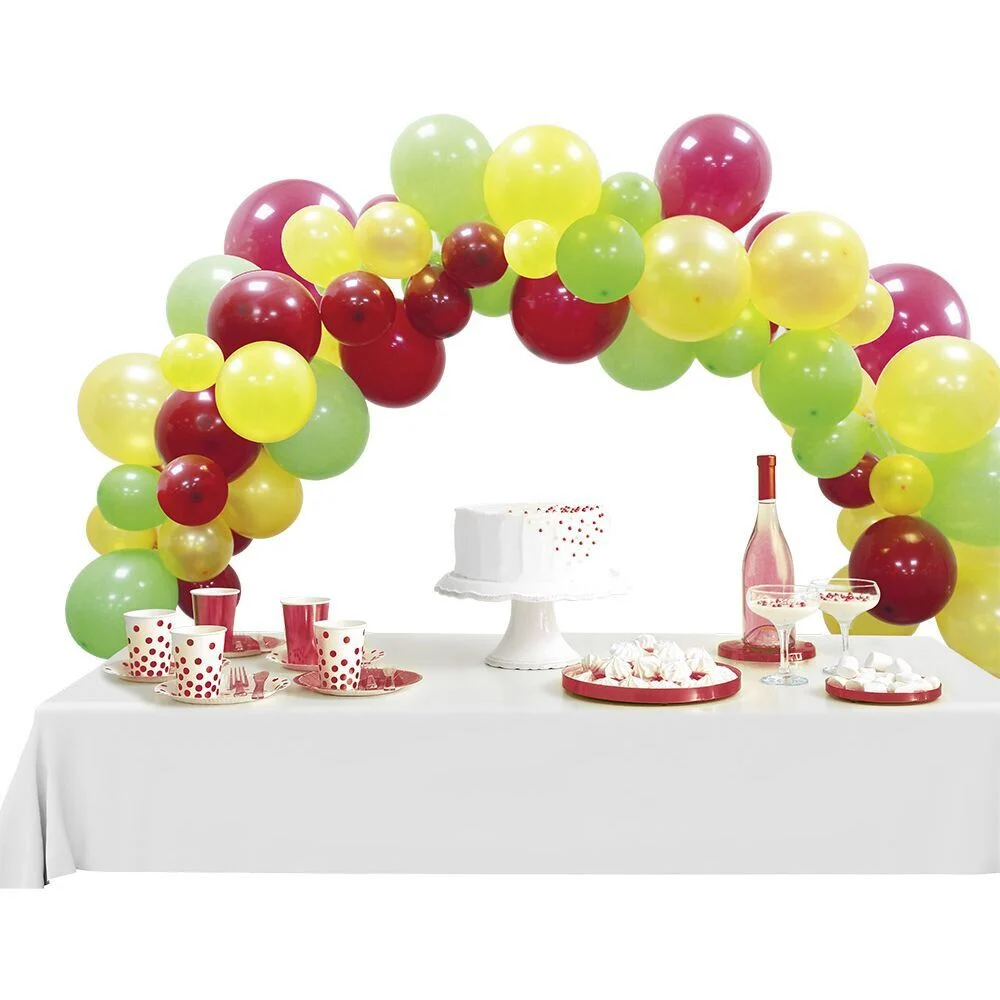 Kit arche de ballons vert jaune rouge 60 pièces 4m