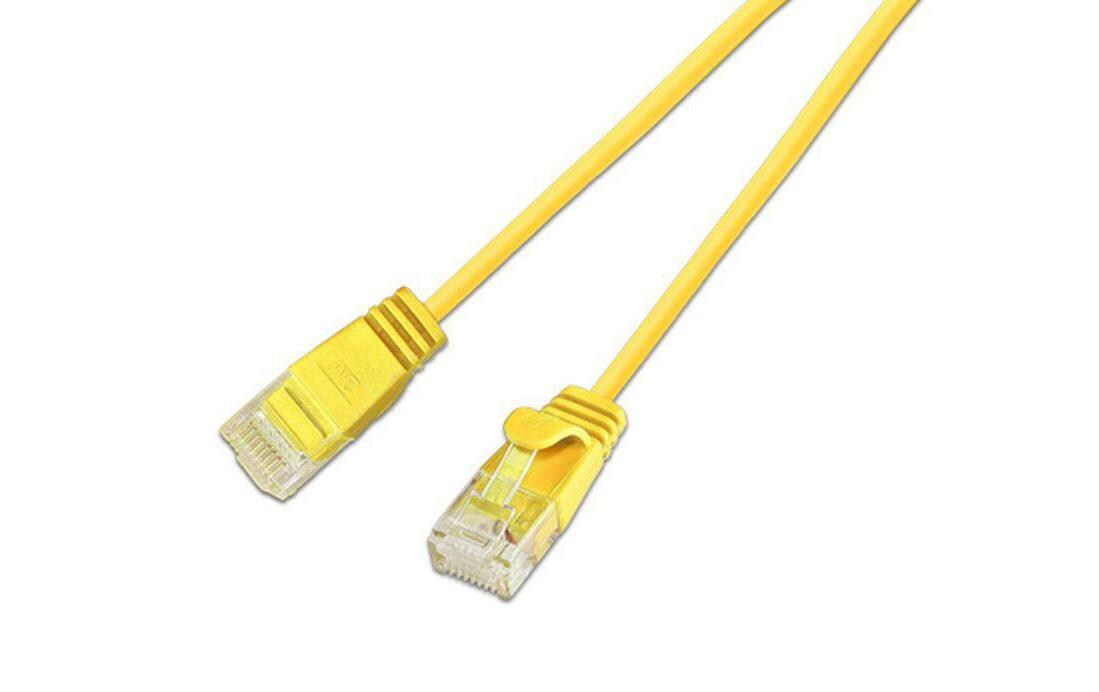Slimpatchkabel RJ-45 - RJ-45, Cat 6, UTP, 10 m, GelbLightpatchkabel rund, ungeschirmtes Twisted-Pair-Kabel (U/UTP) mit Klinkenschutz