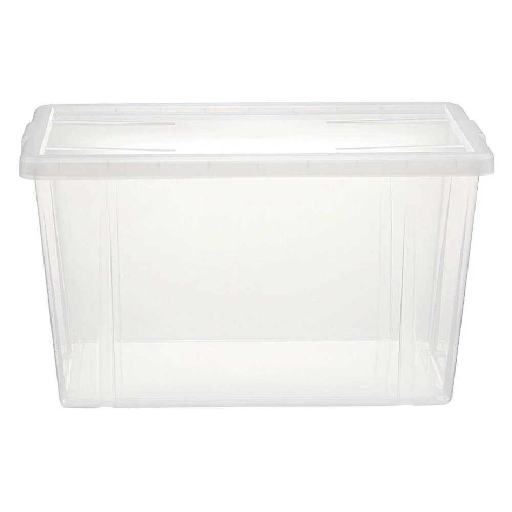 Boîte de rangement transparente avec couvercle 54L
