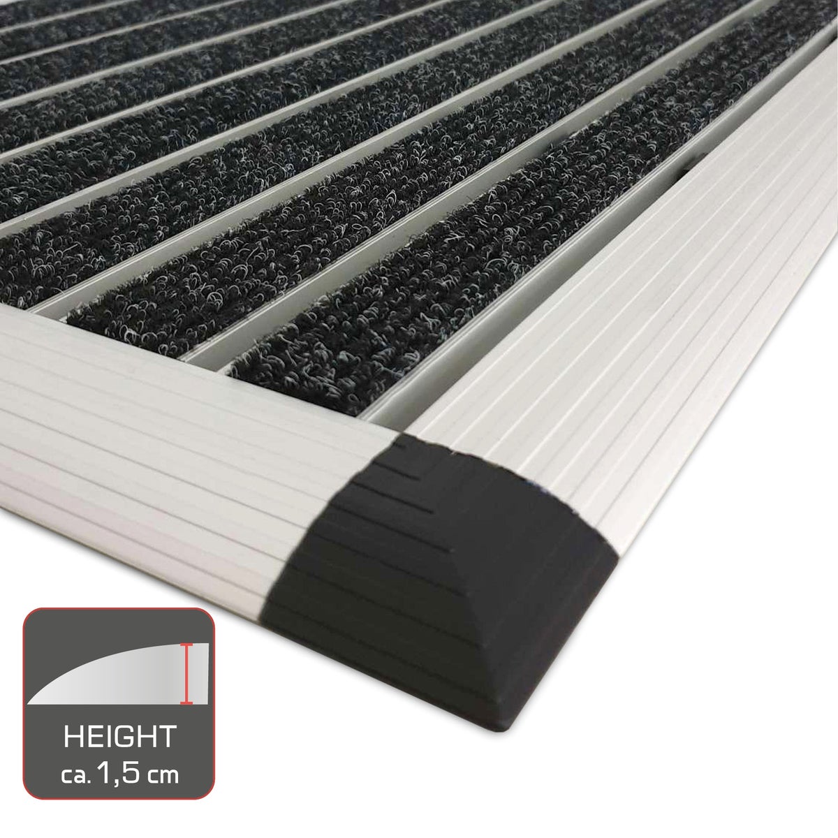 Bomoe AluGant Aluminium Deurmat L50xB80xH1.5cm Zilver