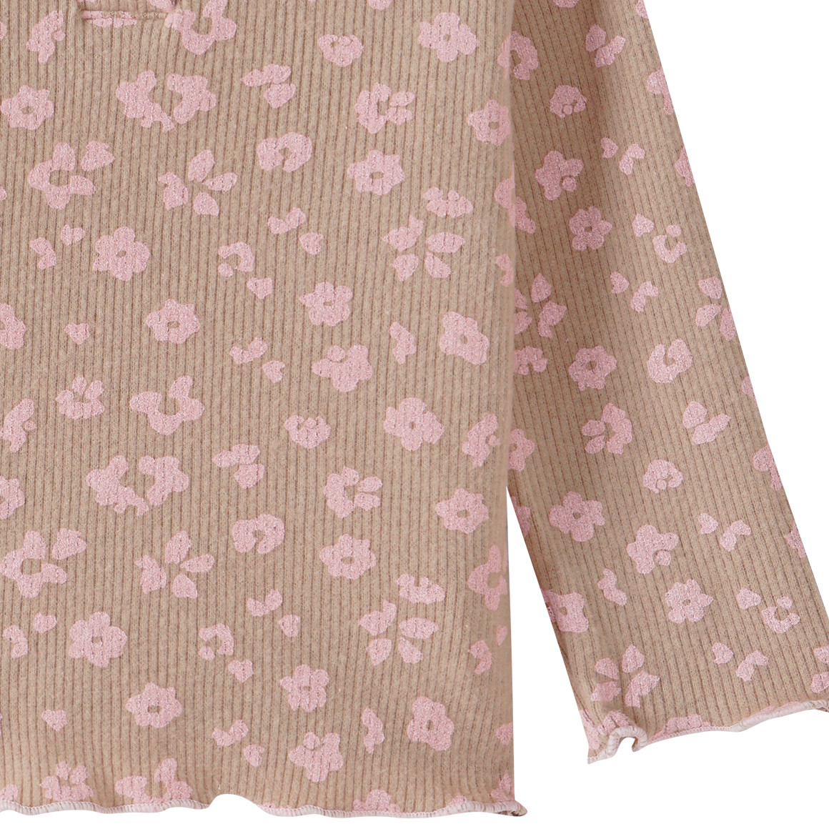 Topomini Baby Langarmshirt mit Ripp-Struktur hellbraun / rosa