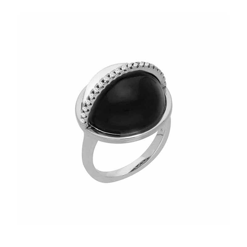 Bague Argent Sphère Noire Et Blanc