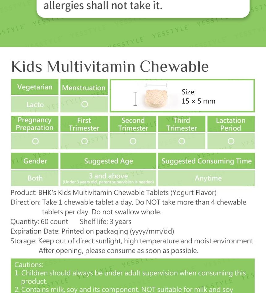 BHK's - Multivitamine Kauwtablet voor Kinderen met Yoghurtsmaak