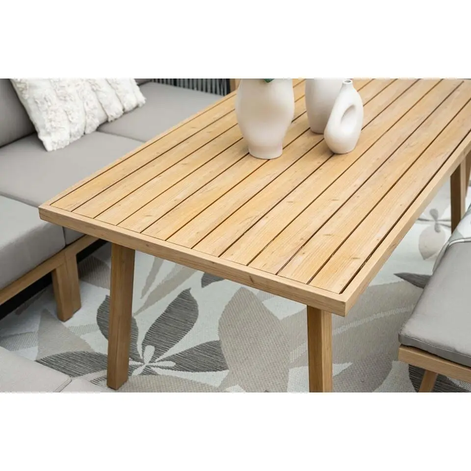 Decala lounge-diningset -5-delig-aluminium-light teak look-desert sand