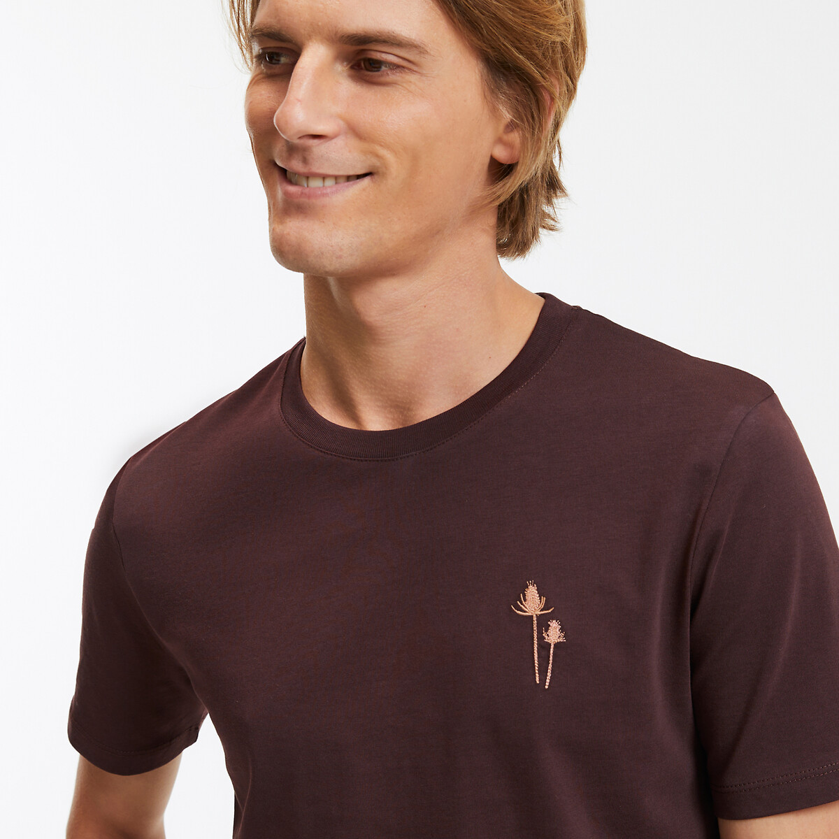 COLEÇÃO LA REDOUTE<br>Camiseta com motivo bordado, gola redonda e mangas curtas