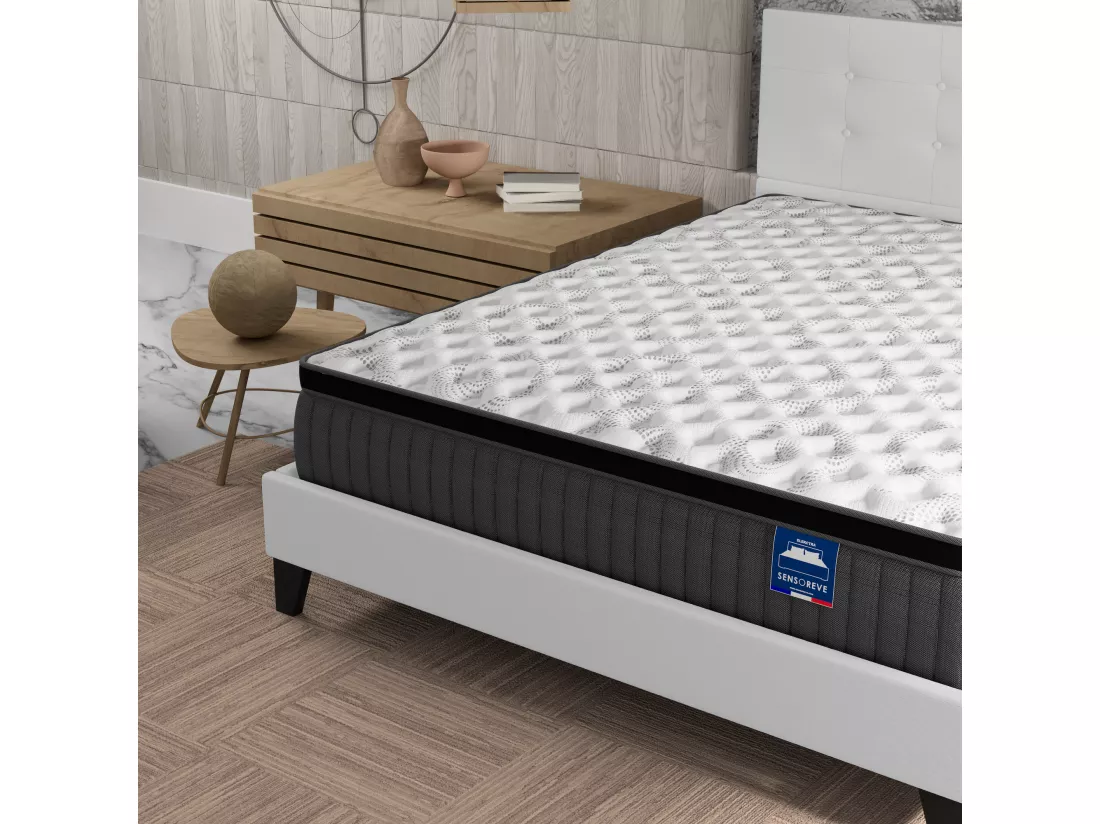 Ensemble Matelas + lit 140x190 cm avec tête de lit, ép. 30cm à mémoire de forme