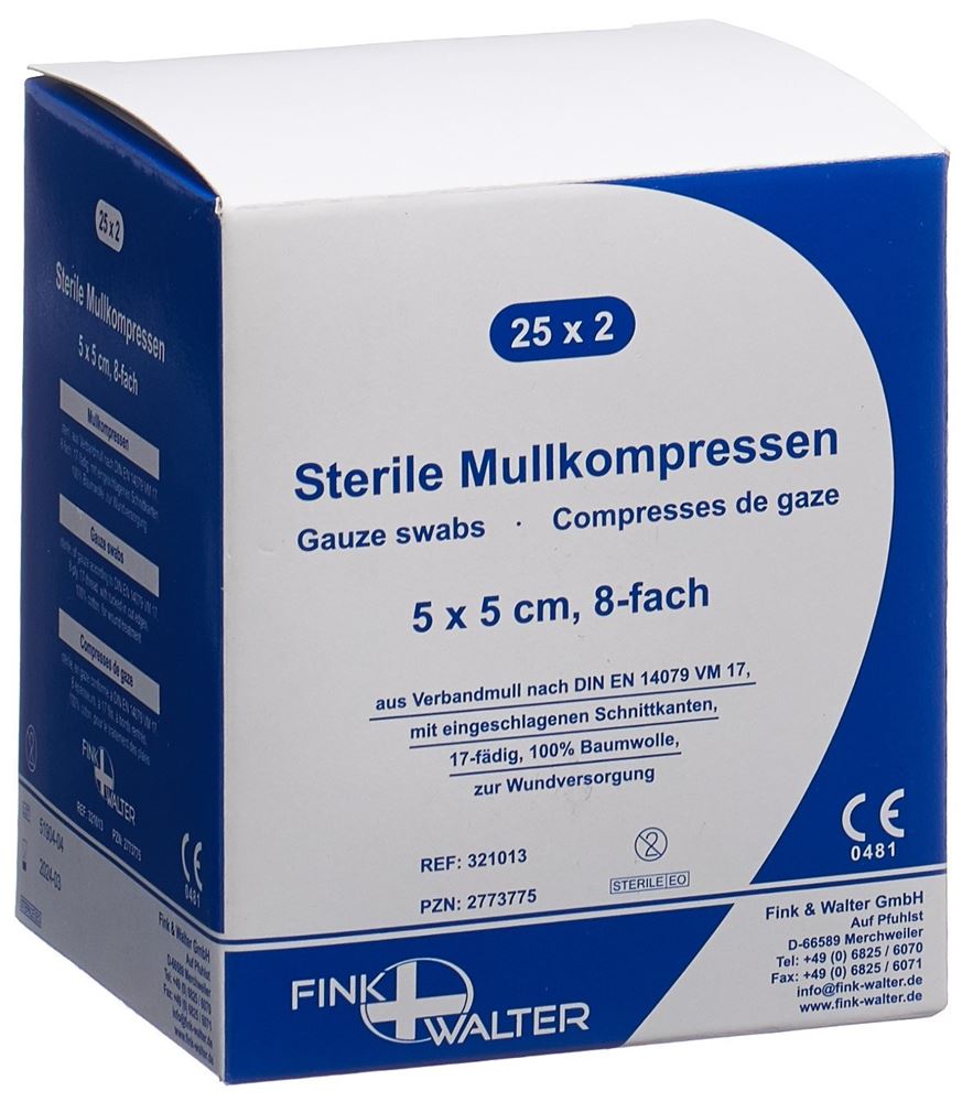 FIWA komp Mullkompressen 5x5cm steril 2 Stk