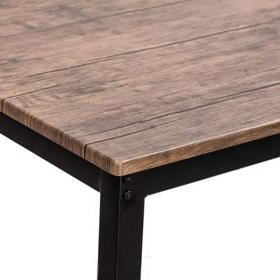 Eettafel voor 4 personen van metaal en grijs hout L120