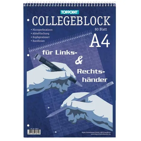 Stylex Collegeblock DIN A4, für Rechts & Linkshänder, liniert, 6 Stück