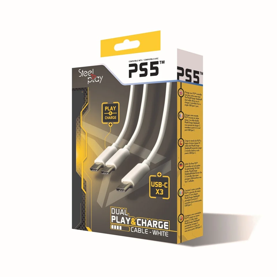 Steelplay Dual Play & Charge Cable For Ps5 Controllers - Whi