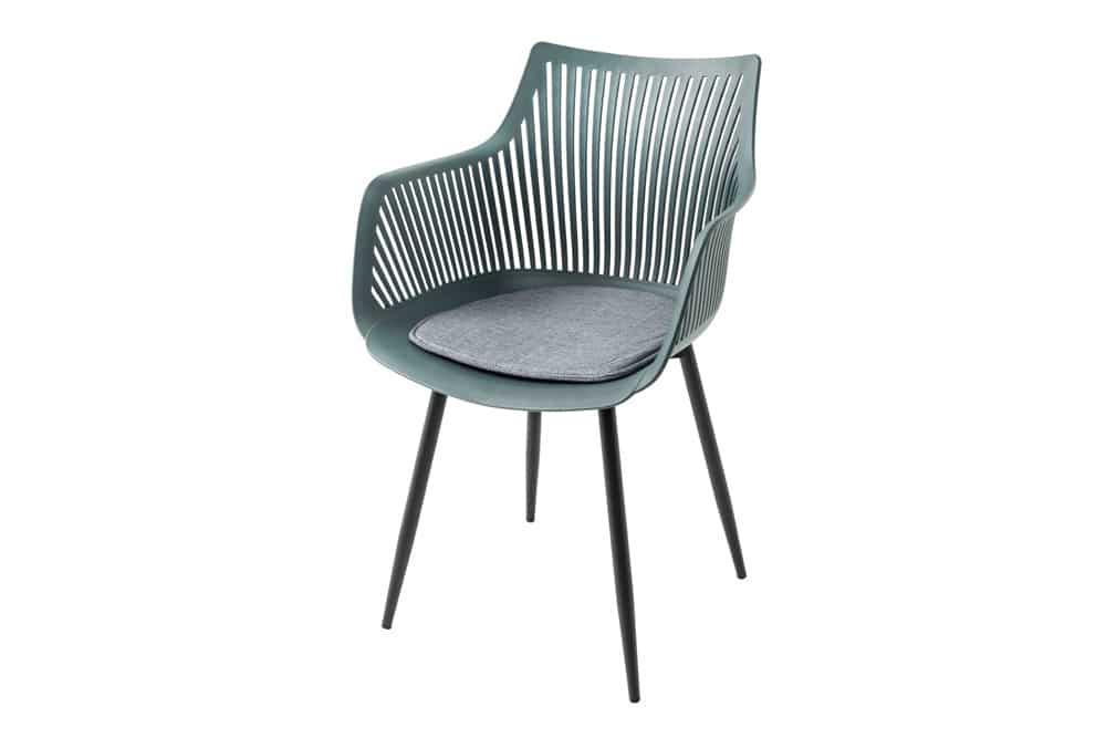 Moderner Stuhl SIGNUM salbei schwarz Kunststoff Gartenstuhl Indoor Outdoor mit Armlehnen