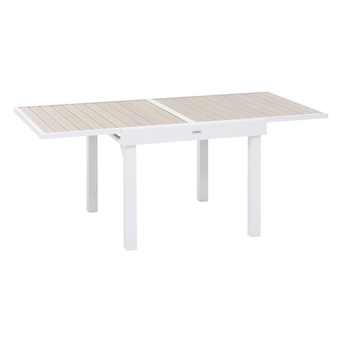 TABLE PIAZZA EXTENSIBLE ALUMINIUM LIN BLANC 8 PLACES