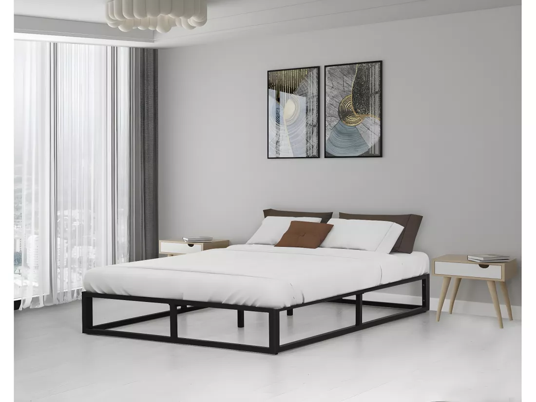 Cadre de lit en métal 160 x 200 cm - Noir