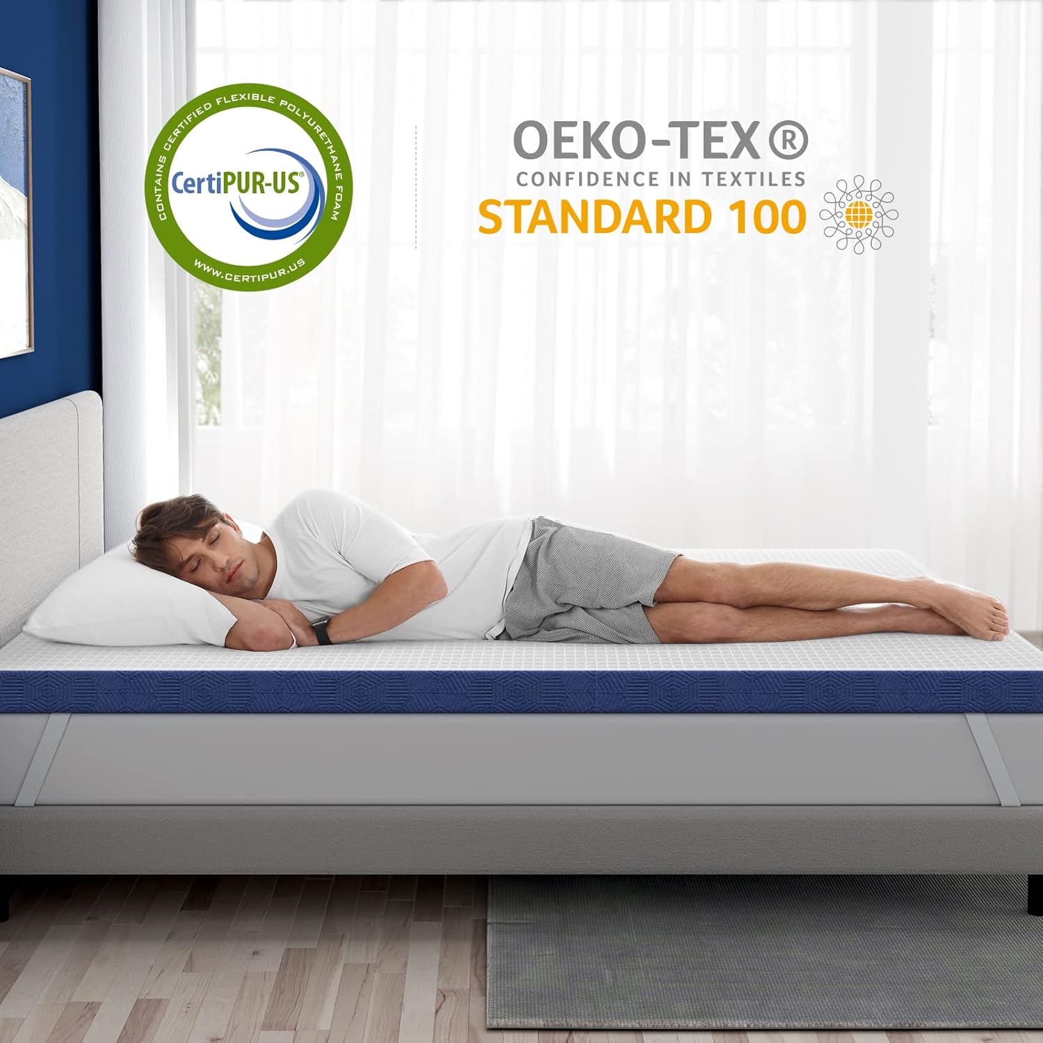 BedStory Topper 90x200cm, 7,5cm Höhe Matratzentopper aus Gel Memory Foam, H2 H3 Matratzen Topper mit Abnehmbarem Bezug für Mattress Boxspringbett Schlafsofa