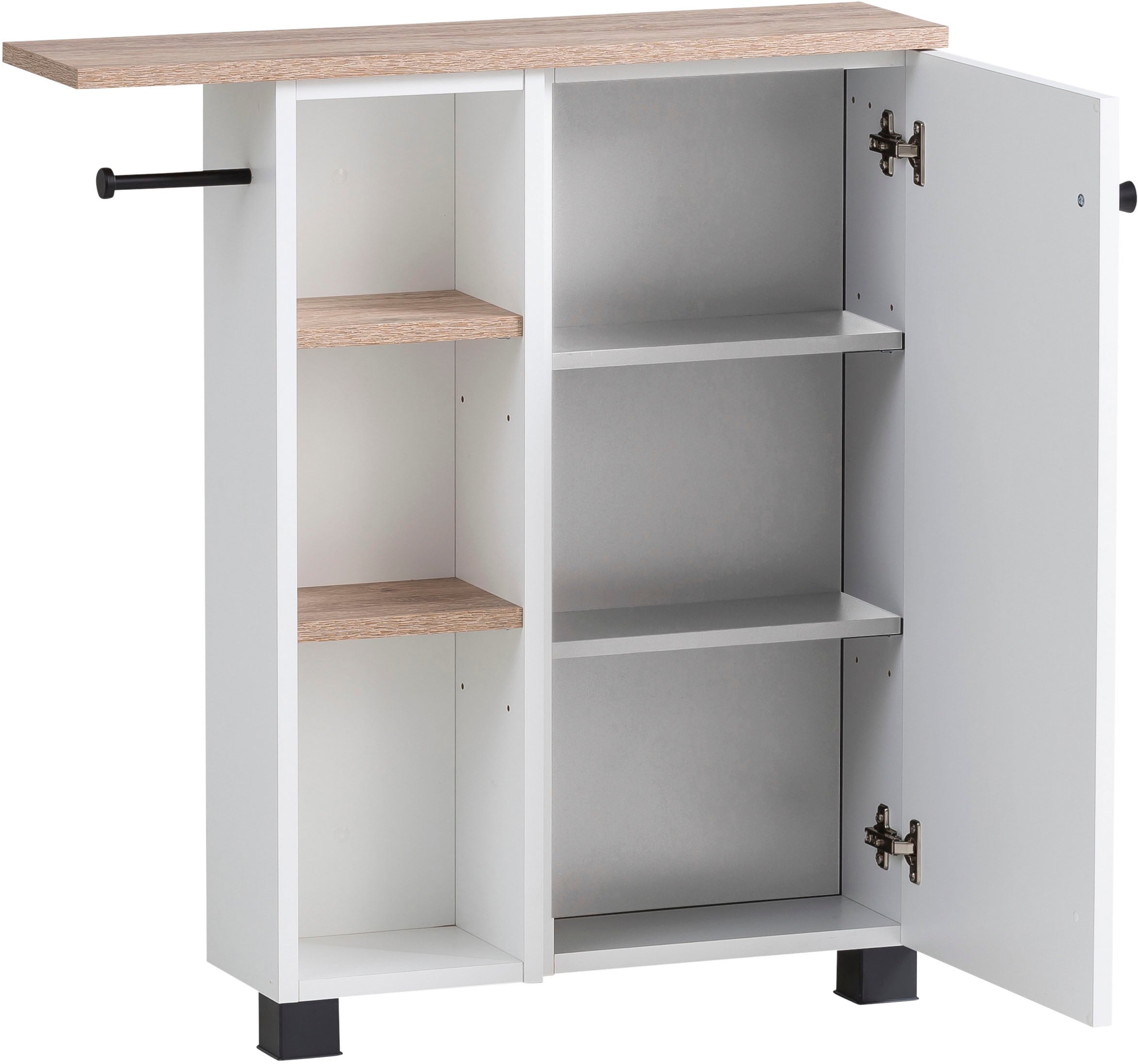 welltime Mehrzweckschrank »Balto, Breite 70 cm« Holzdekor mit fühlbarer Struktur, Regal beidseitig montierbar