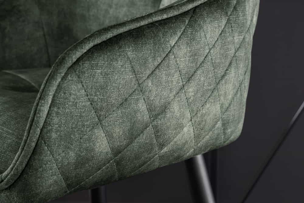 Design Barhocker EUPHORIA dunkelgrün Samt schwarze Metallbeine Barstuhl mit Lehne