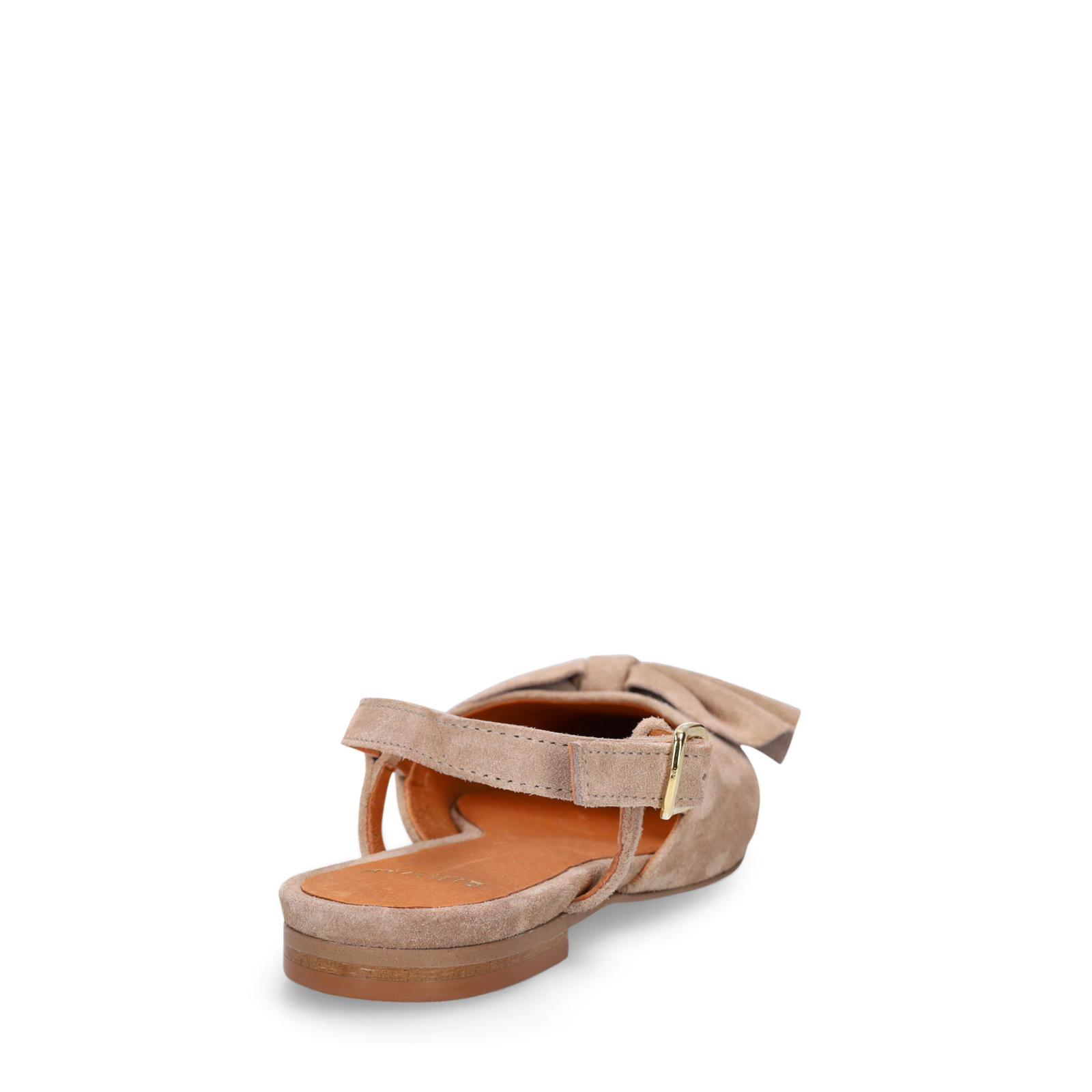 Taupe suède slingbacks met strik