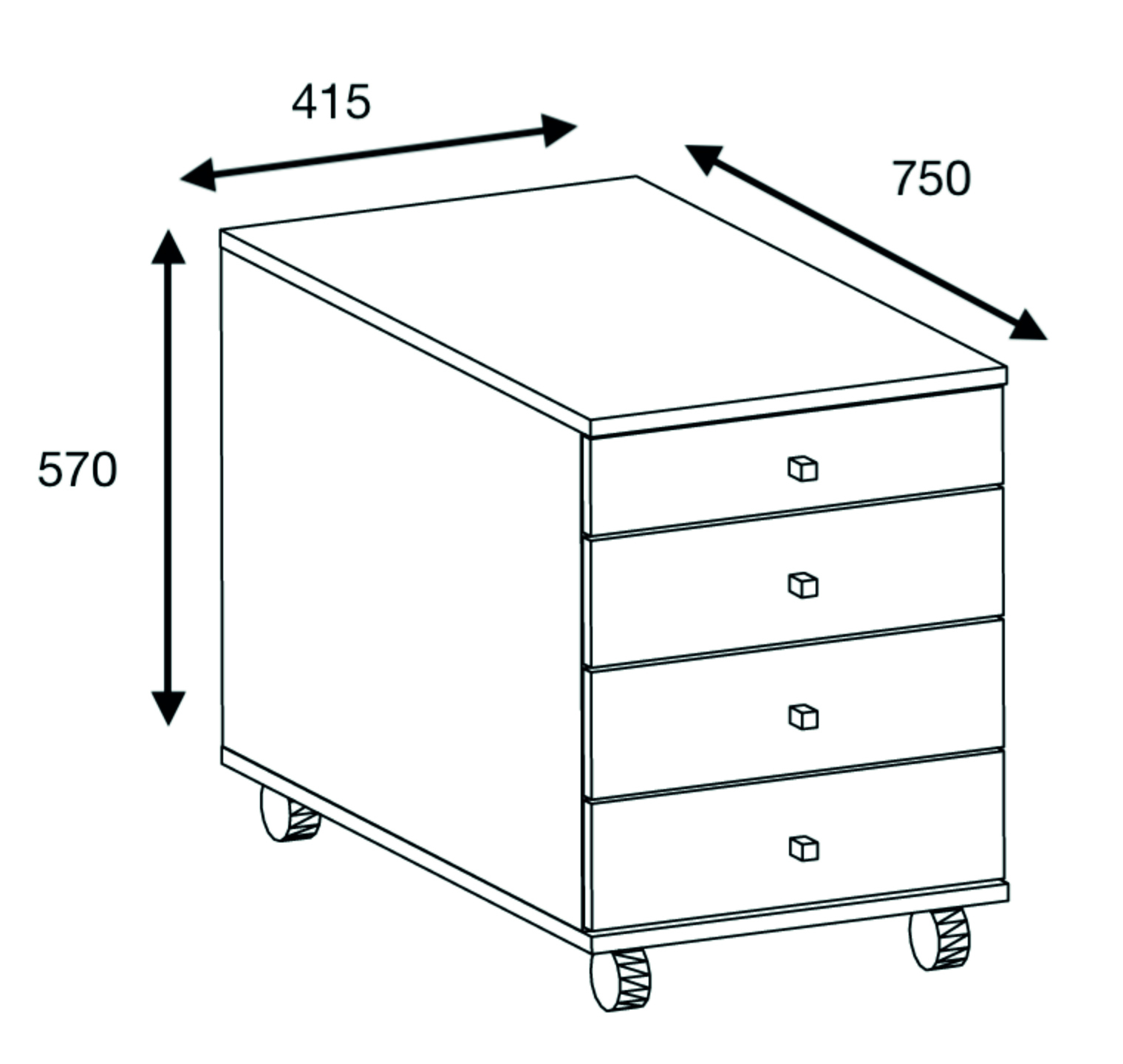 Rollcontainer LONA MAXI - Sonoma Eiche - 4 Schubladen