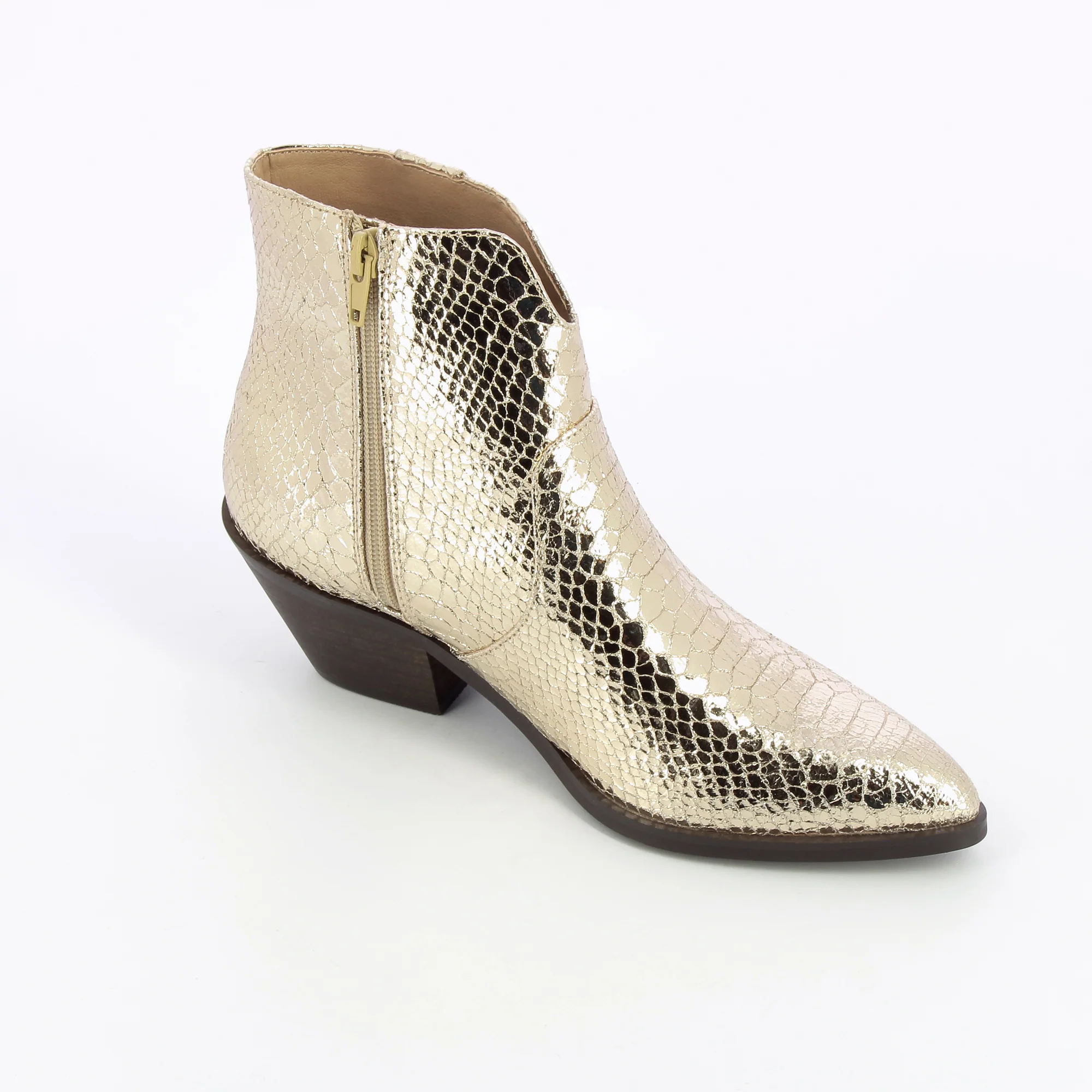Bottines-Bottines santiags Caroline or effet serpent