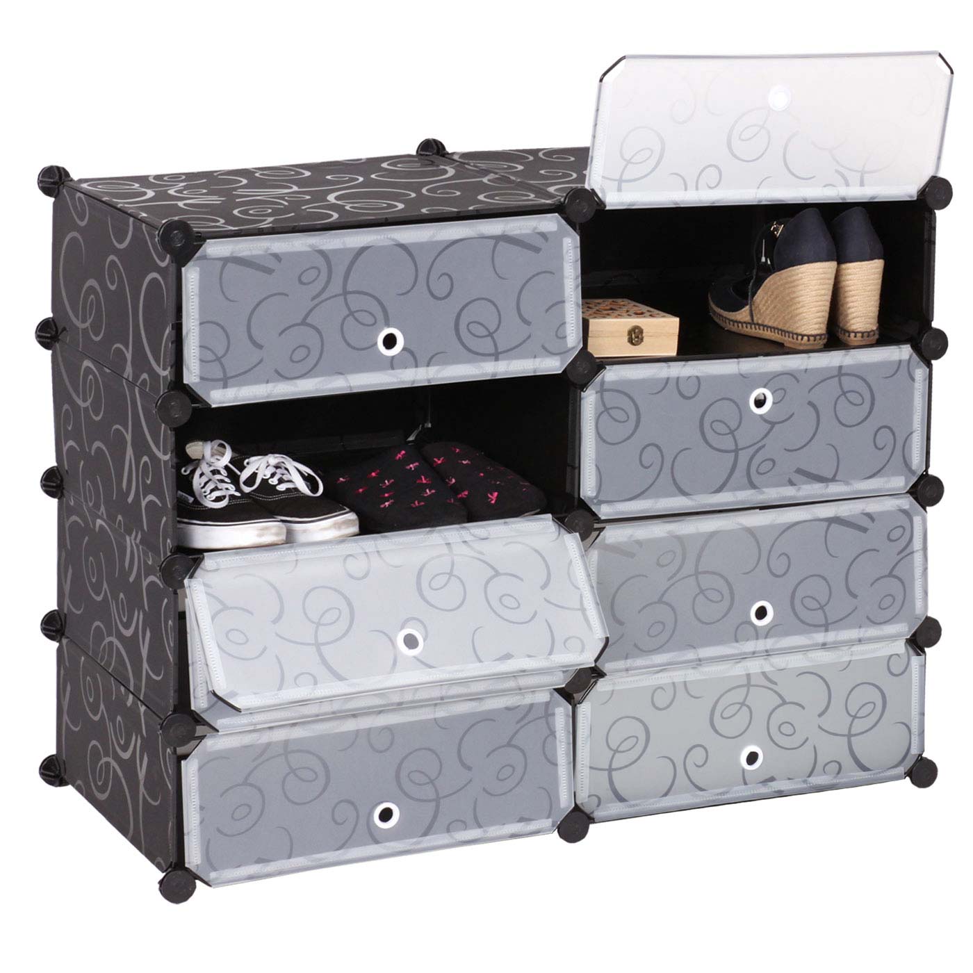 Schuhschrank MCW-B66, Schuhablage Schrank Steckregal Aufbewahrung, 8 Fächer 73x92x36cm ~ schwarz