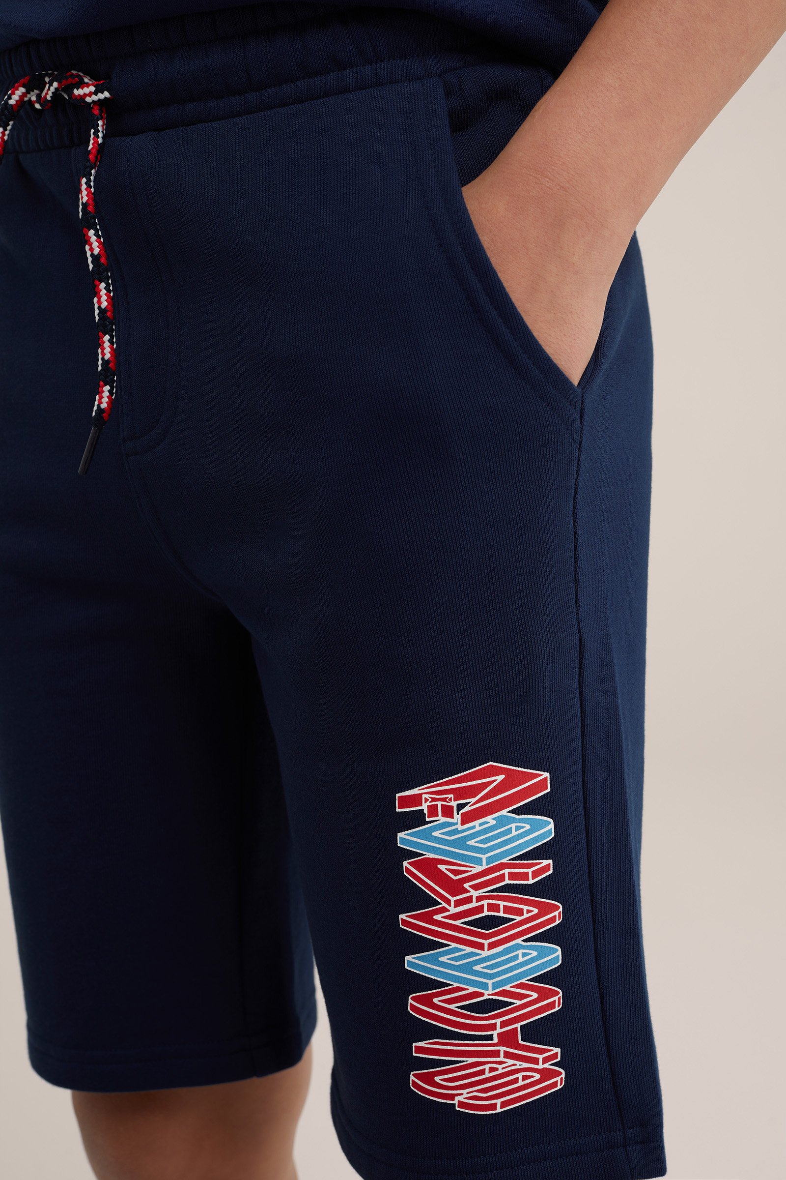 Jongens sweatshort met opdruk Bad Boys Donkerblauw