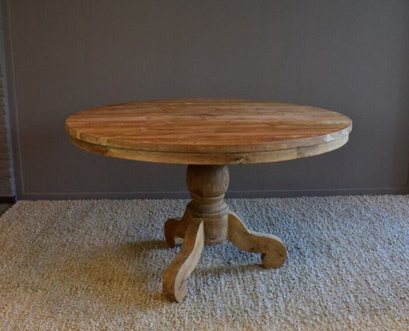 Eettafel - Ronde - Teak - Gladgeschuurd - 7 cm Bladdikte