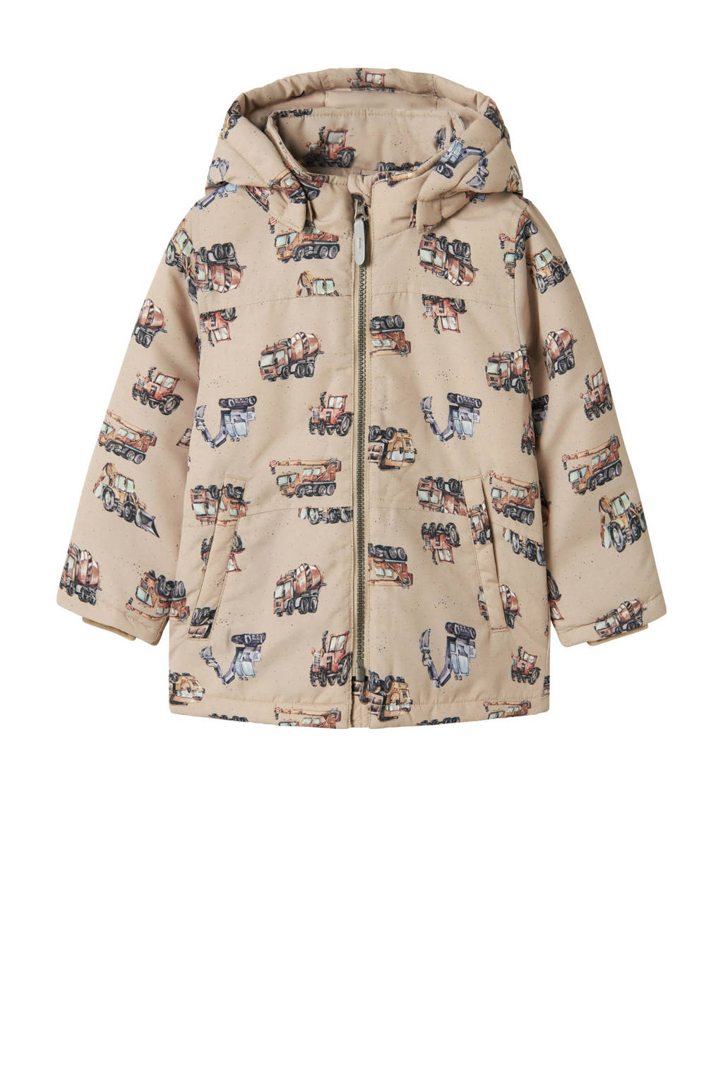 NAME IT winterjas NMMMAX met all over print beige/bruin/blauw