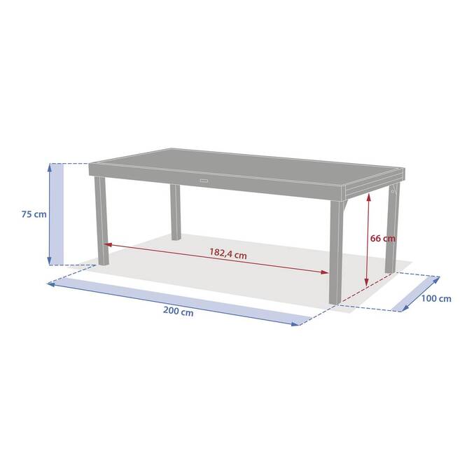 Table de jardin extensible rectangulaire PIAZZA Truffe / Café