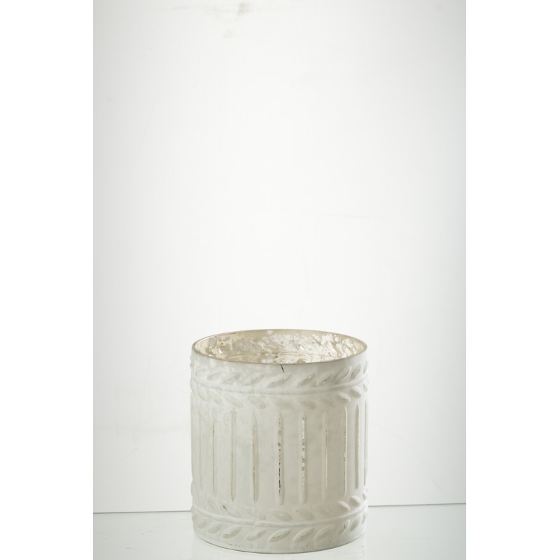 Photophore en verre blanc 13x13x14 cm